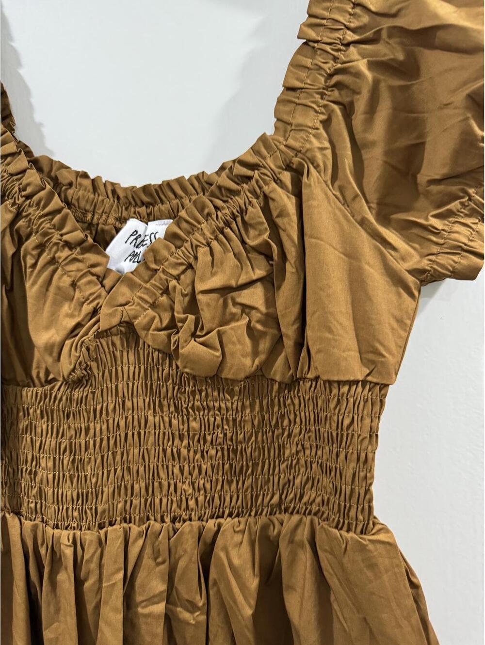 NWT Princess Polly Daniela Chocolate Brown Tiered Ruffle Smocked Mini Dress 6 - Picture 6 of 9